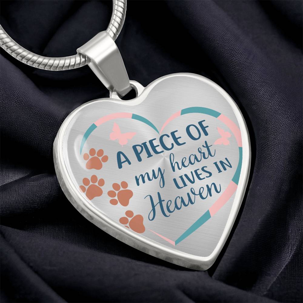 A Piece Of My Heart Lives In Heaven | Pet Memorial Necklace