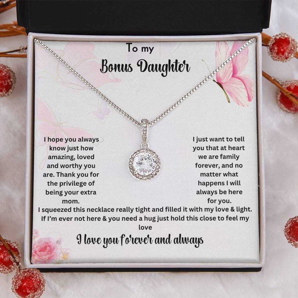 To My Bonus Daughter | I Love You Forever And Always | Necklace Gift