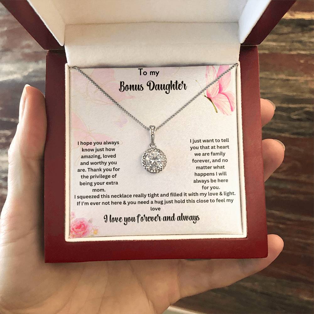 To My Bonus Daughter | I Love You Forever And Always | Necklace Gift