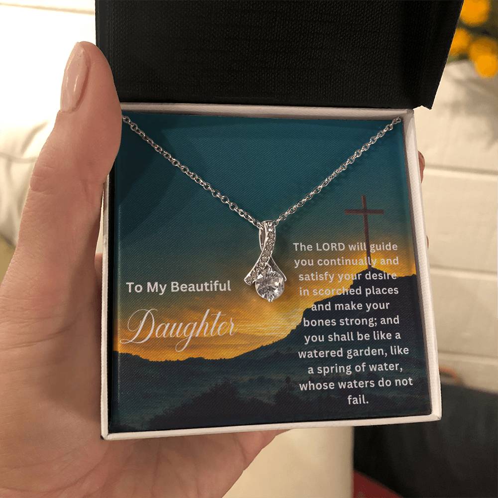 To My Beautiful Daughter | The Lord Will Guide You | Faith Pendant Jewelry Necklace