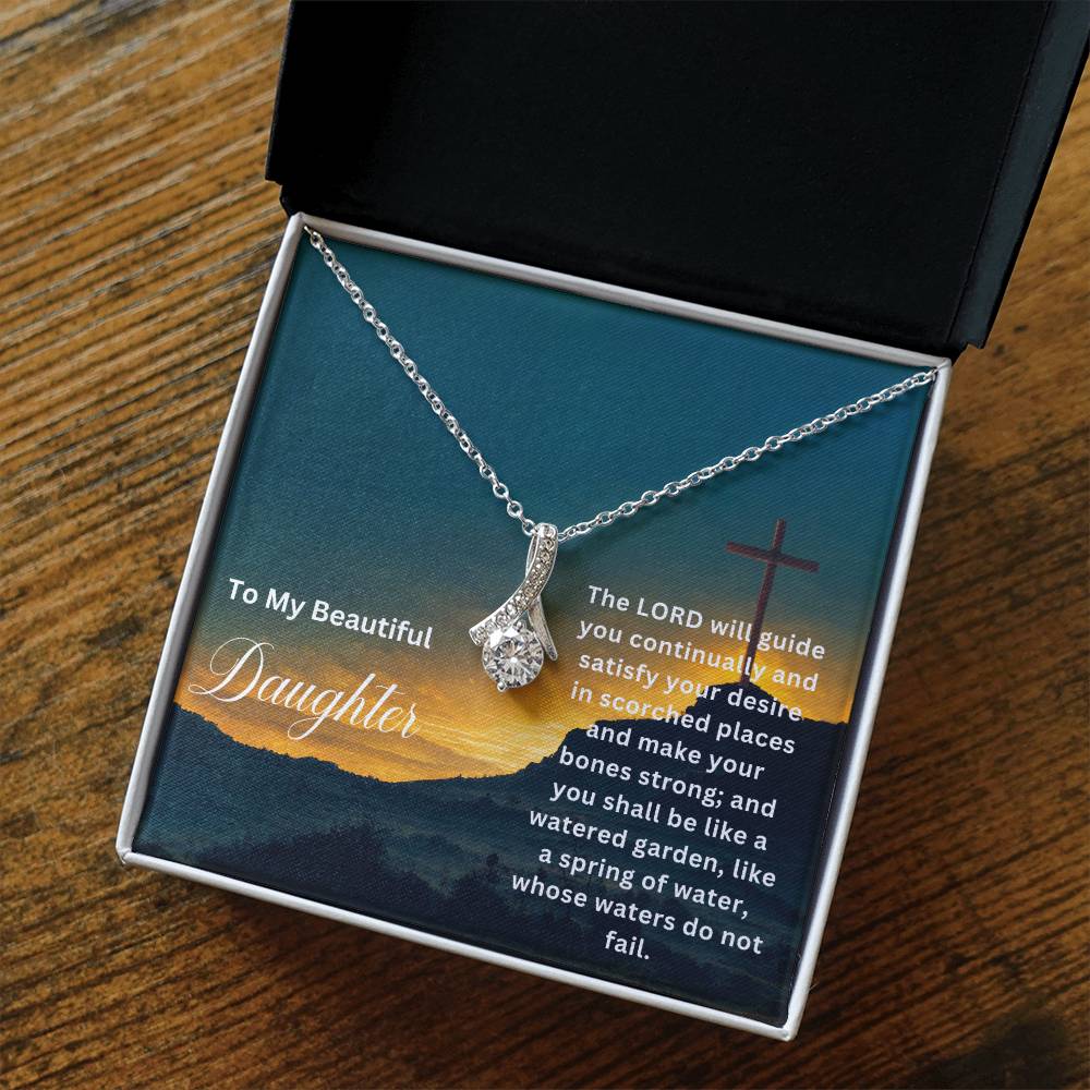 To My Beautiful Daughter | The Lord Will Guide You | Faith Pendant Jewelry Necklace