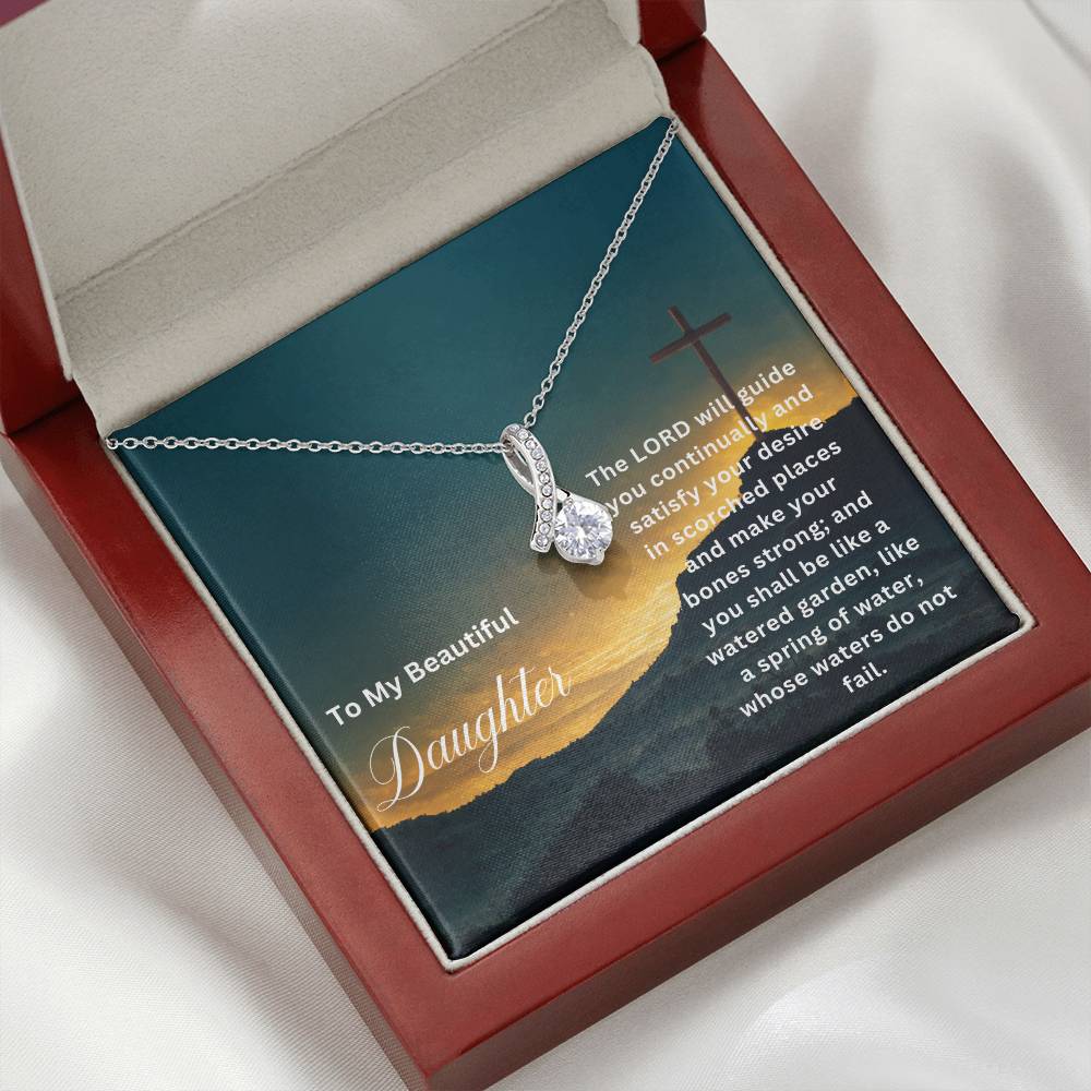 To My Beautiful Daughter | The Lord Will Guide You | Faith Pendant Jewelry Necklace