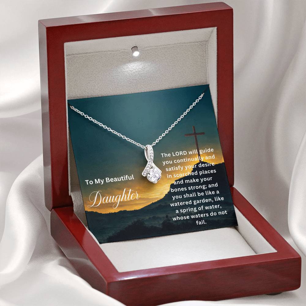 To My Beautiful Daughter | The Lord Will Guide You | Faith Pendant Jewelry Necklace