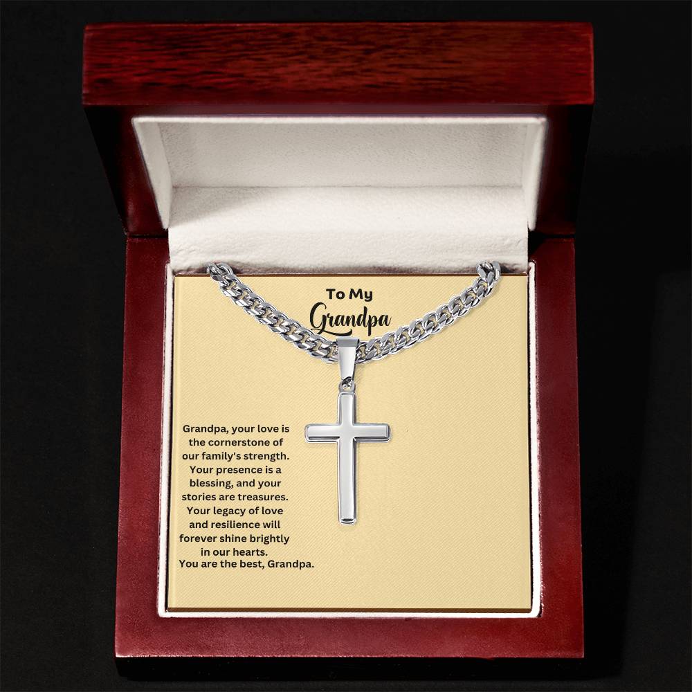 To My Grandpa | Your Presence Is A Blessing | Cross Necklace Gift