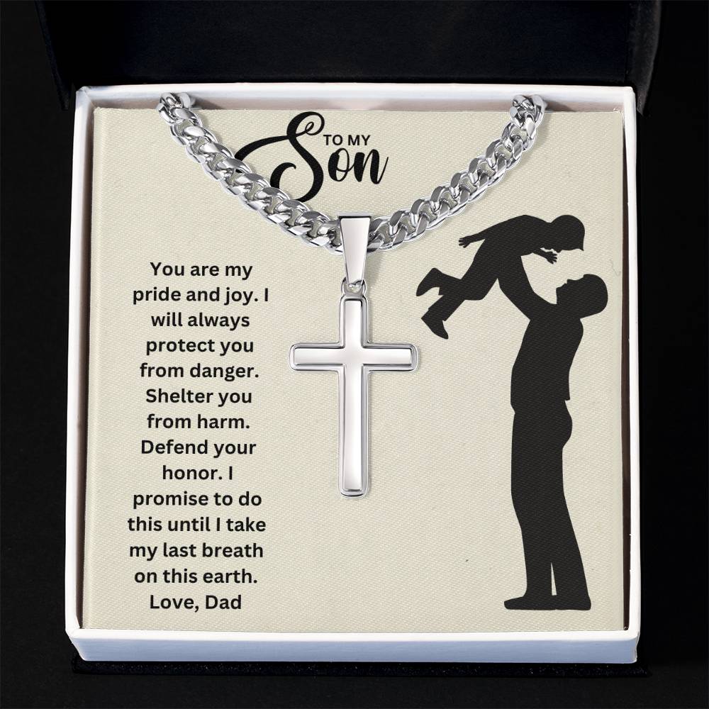 To My Son | You Are My Pride And Joy |  Cross Cuban Necklace