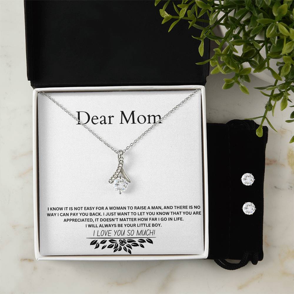 Dear Mom | You Are Appreciated | Jewelry Necklace And Clear CZ Earrings