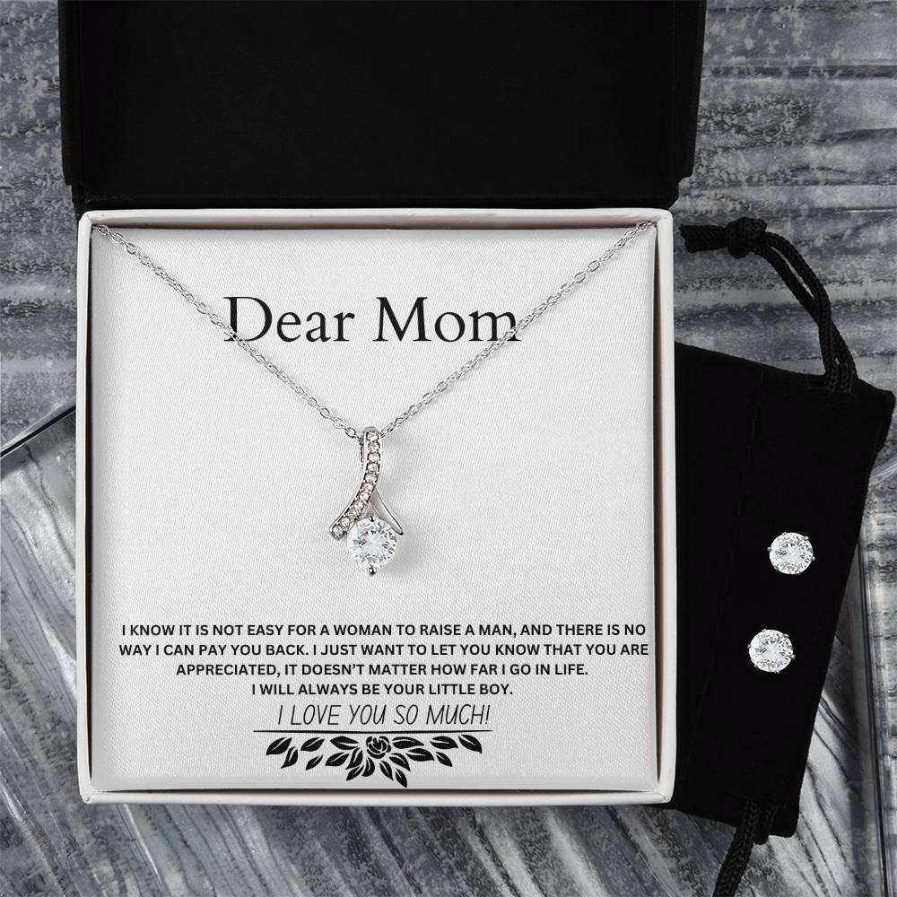 Dear Mom | You Are Appreciated | Jewelry Necklace And Clear CZ Earrings