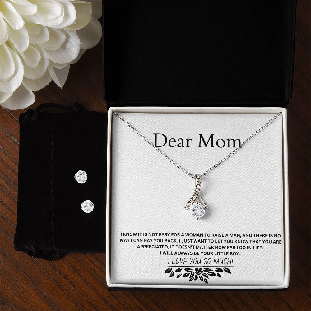 Dear Mom | You Are Appreciated | Jewelry Necklace And Clear CZ Earrings