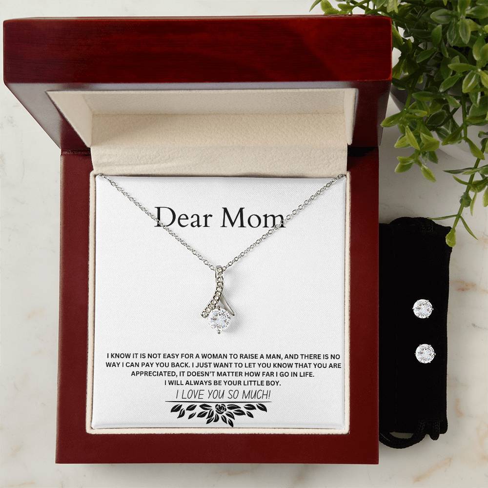 Dear Mom | You Are Appreciated | Jewelry Necklace And Clear CZ Earrings