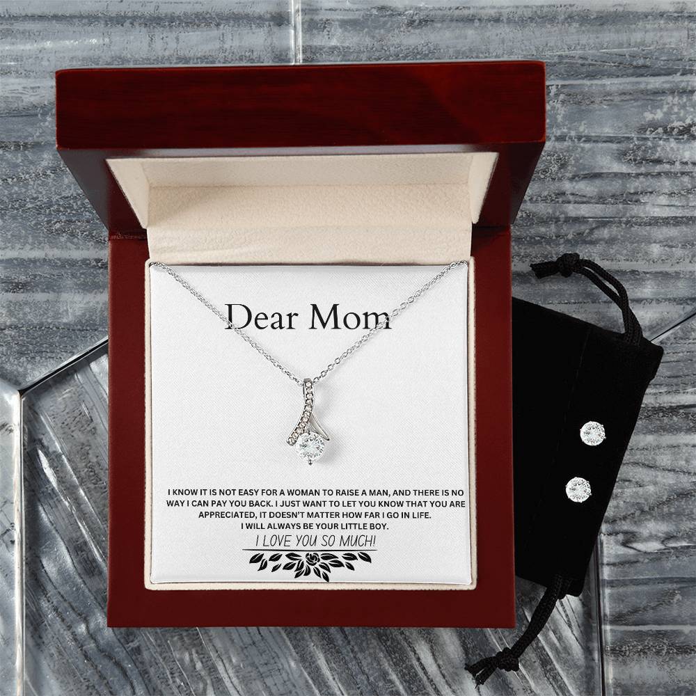 Dear Mom | You Are Appreciated | Jewelry Necklace And Clear CZ Earrings