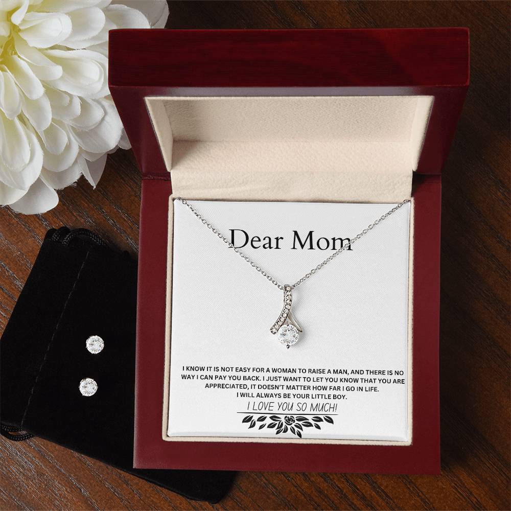 Dear Mom | You Are Appreciated | Jewelry Necklace And Clear CZ Earrings