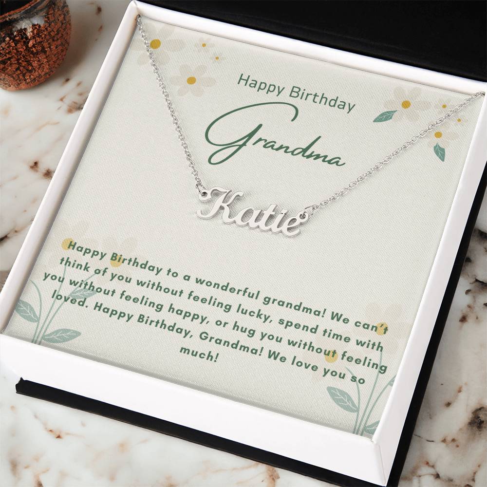 Happy Birthday Grandma | We Love You So Much | Name Pendant Necklace