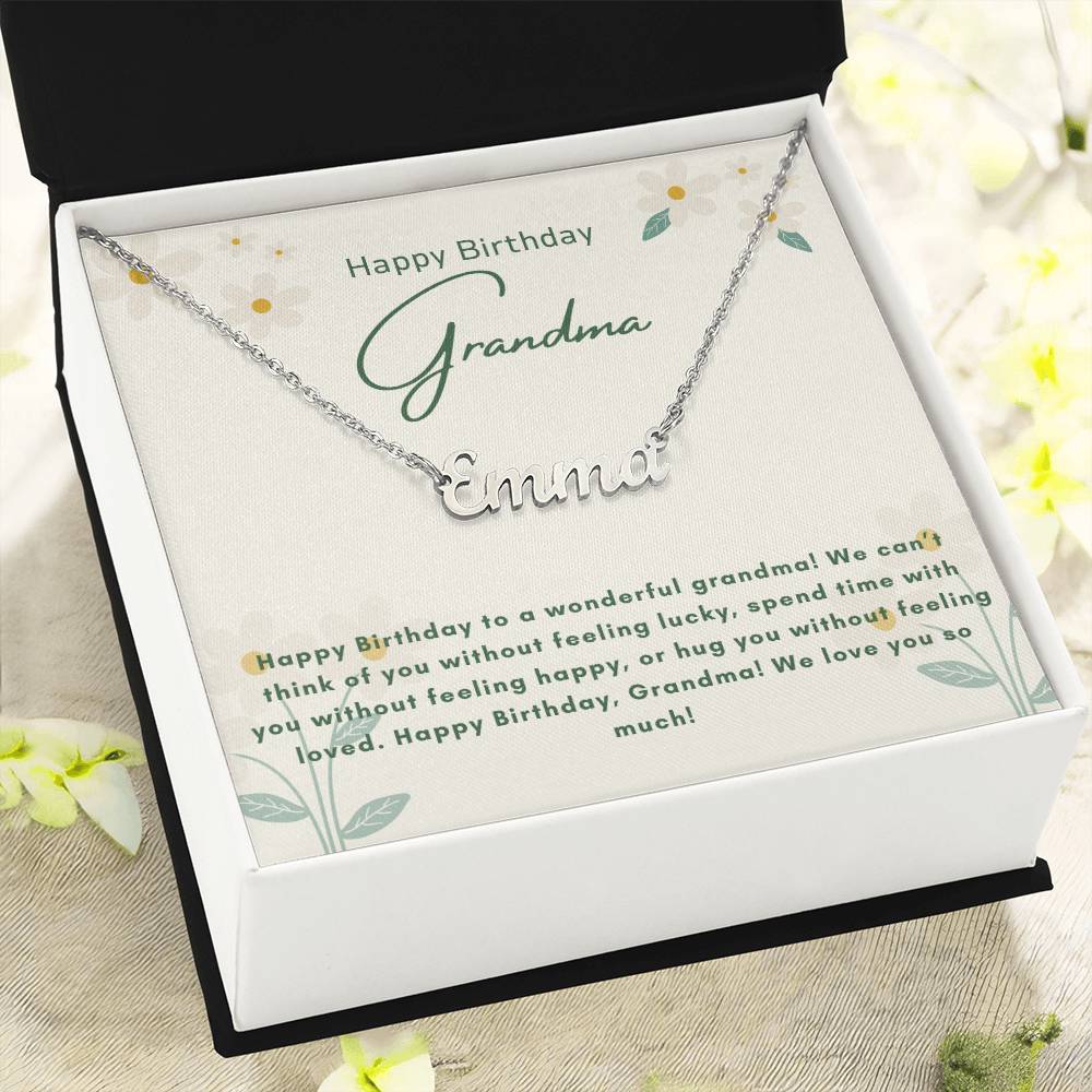 Happy Birthday Grandma | We Love You So Much | Name Pendant Necklace