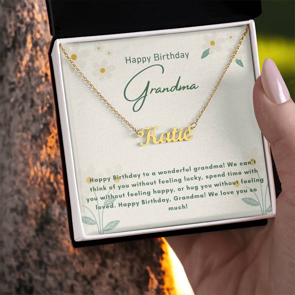 Happy Birthday Grandma | We Love You So Much | Name Pendant Necklace