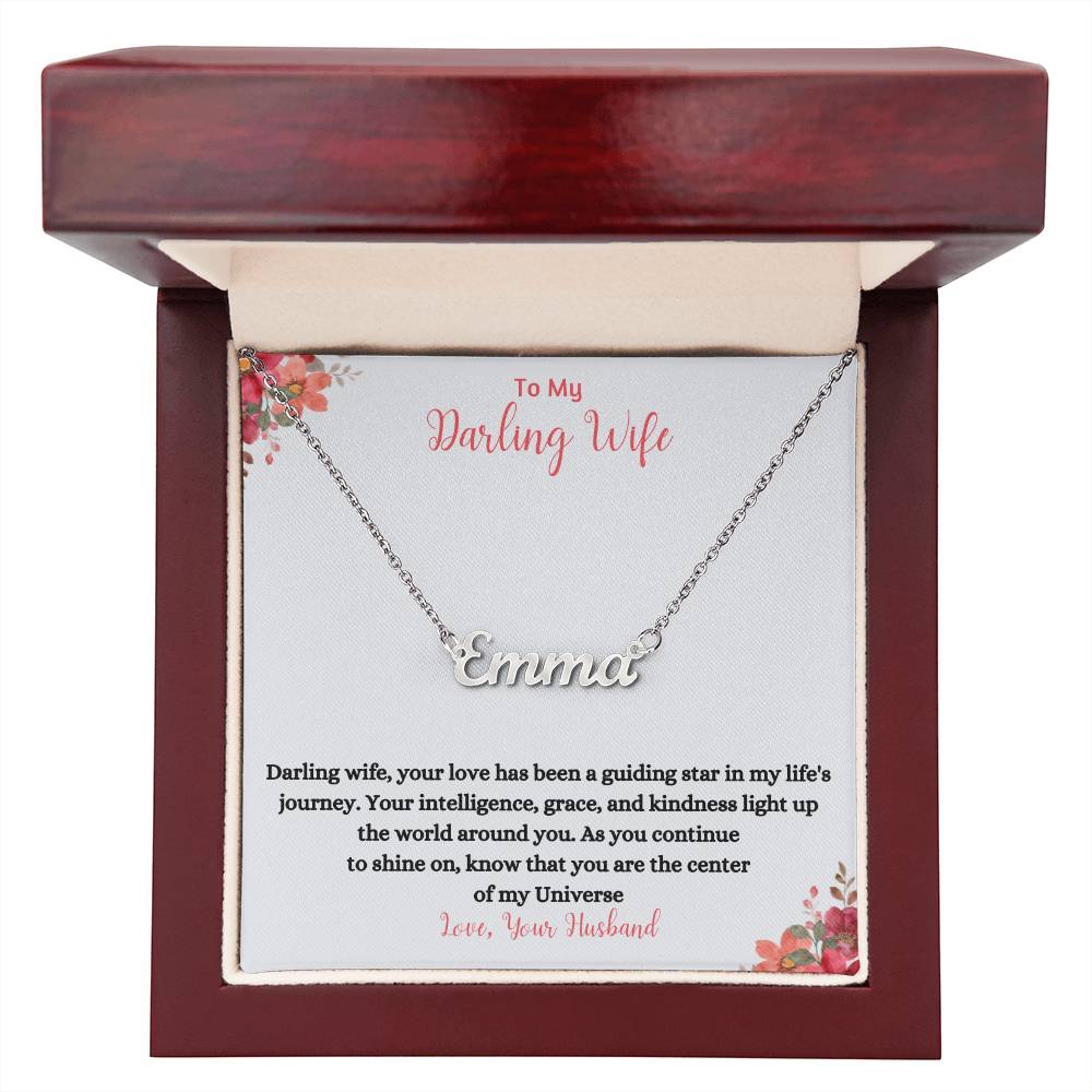 To My Darling Wife | You Are The Center Of My Universe | Name Necklace