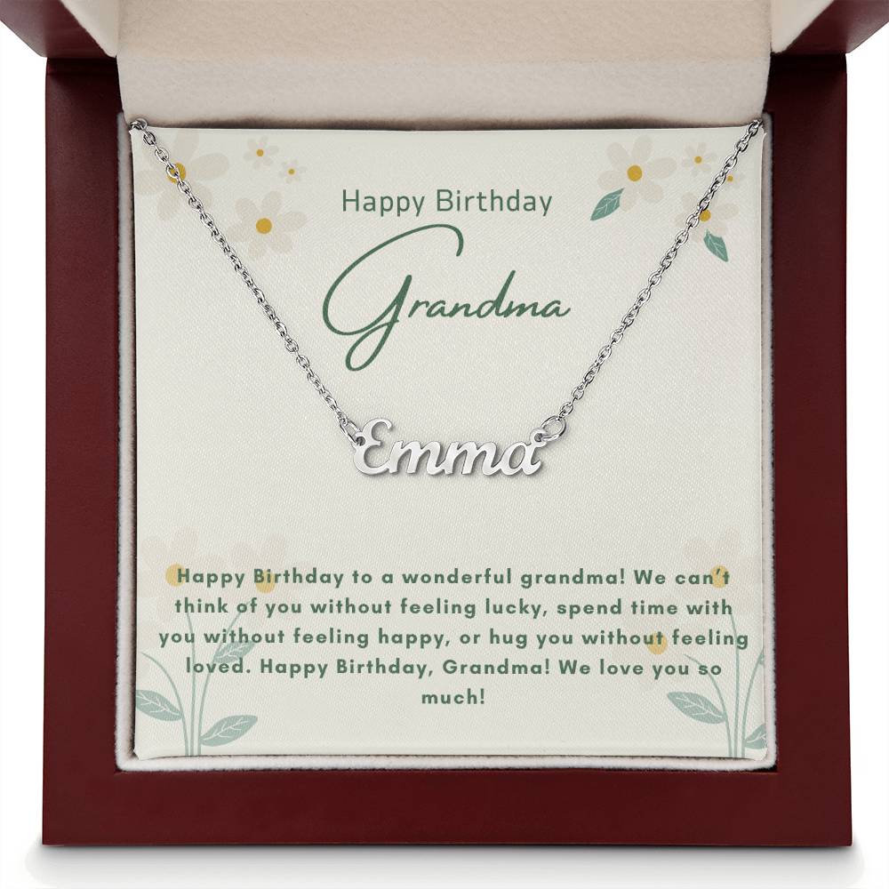 Happy Birthday Grandma | We Love You So Much | Name Pendant Necklace