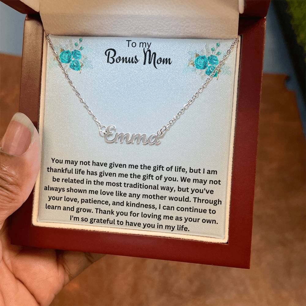 To My Bonus Mom | Thank You For Loving Me As Your Own | Name Necklace