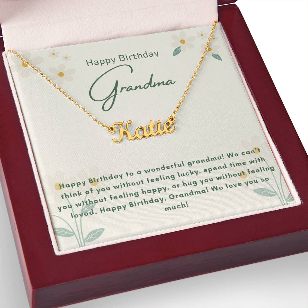 Happy Birthday Grandma | We Love You So Much | Name Pendant Necklace