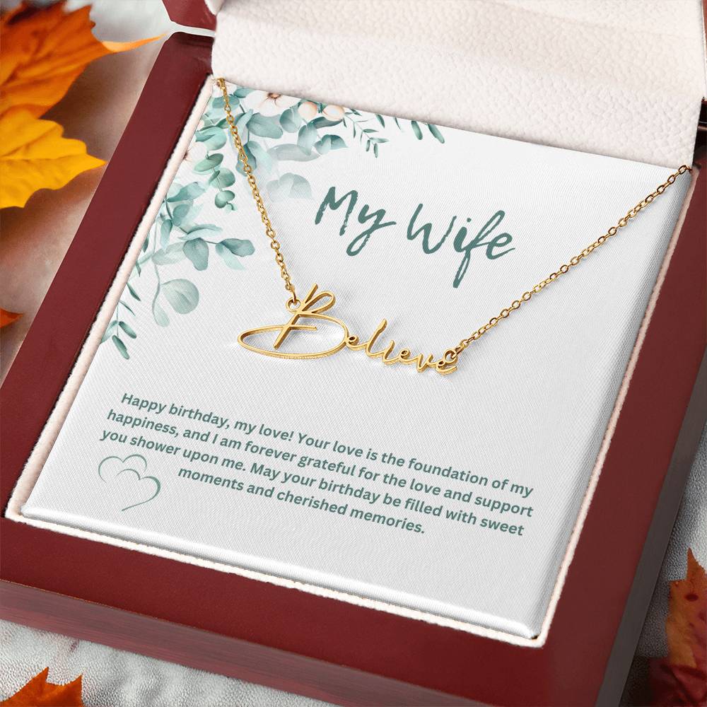 To My Wife | Happy Birthday | Pendant Name Necklace