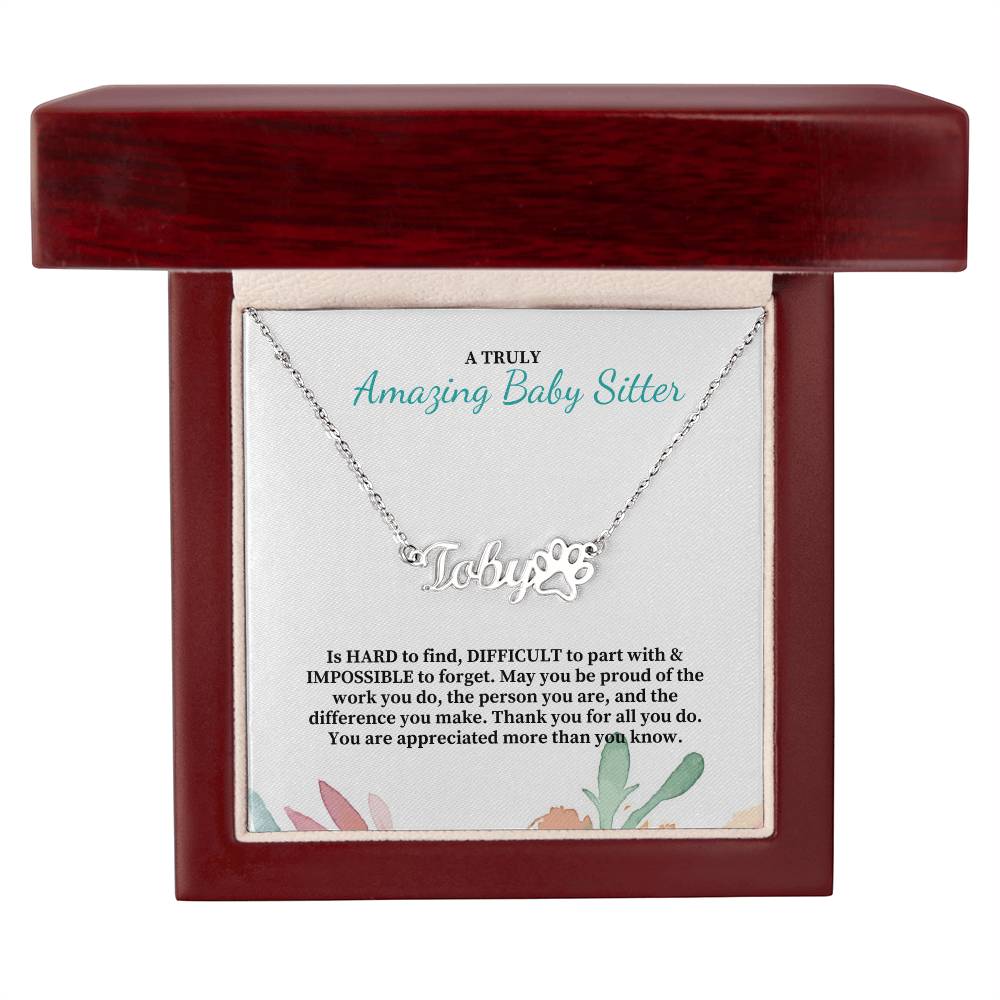 A Truly Amazing Baby Sitter | Thank You For All You Do | Professional Name Pendant Necklace