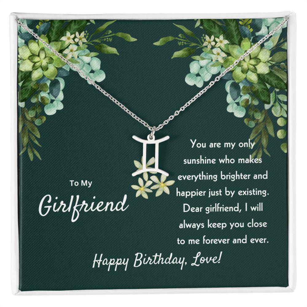 To My Girlfriend | You Are My Only Sunshine | Zodiac Pendant Necklace