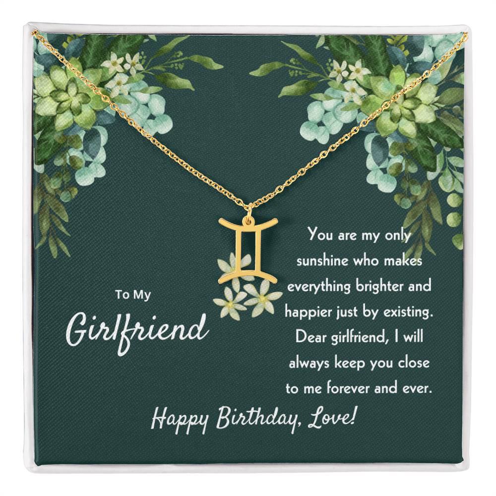 To My Girlfriend | You Are My Only Sunshine | Zodiac Pendant Necklace