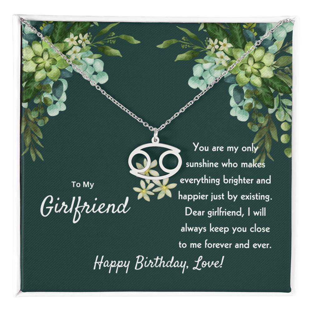 To My Girlfriend | You Are My Only Sunshine | Zodiac Pendant Necklace