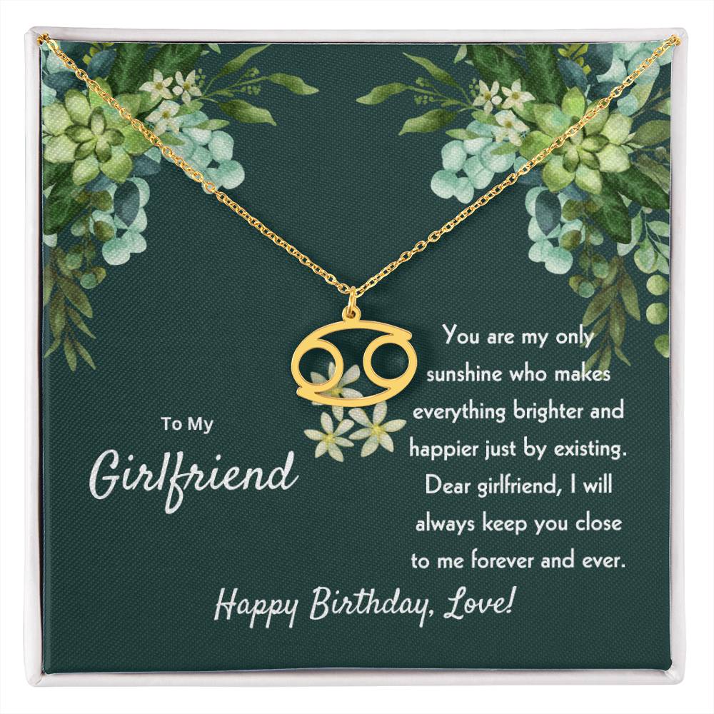 To My Girlfriend | You Are My Only Sunshine | Zodiac Pendant Necklace