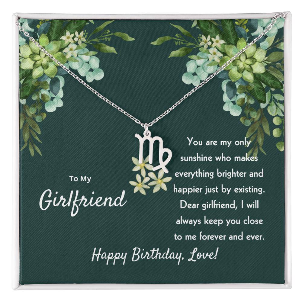 To My Girlfriend | You Are My Only Sunshine | Zodiac Pendant Necklace