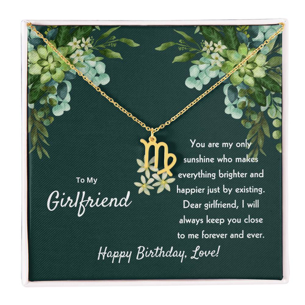 To My Girlfriend | You Are My Only Sunshine | Zodiac Pendant Necklace