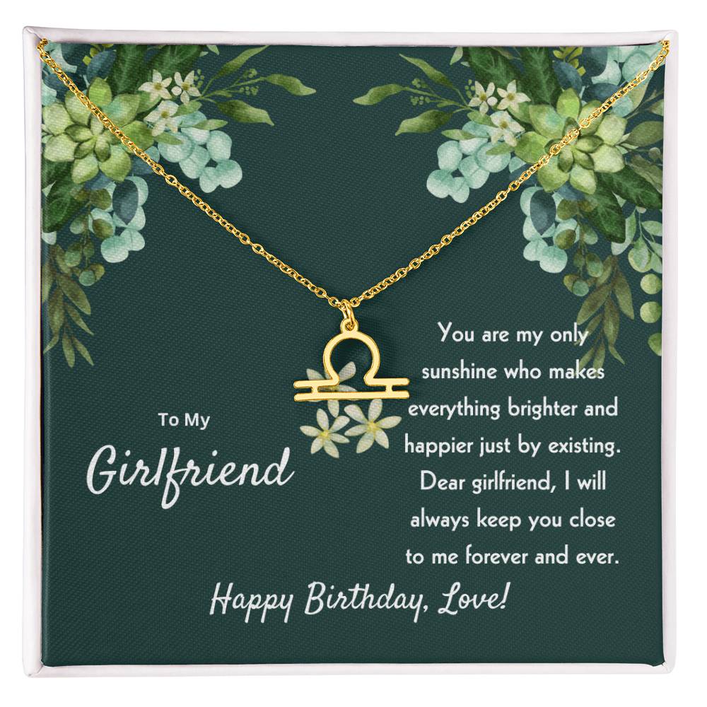 To My Girlfriend | You Are My Only Sunshine | Zodiac Pendant Necklace