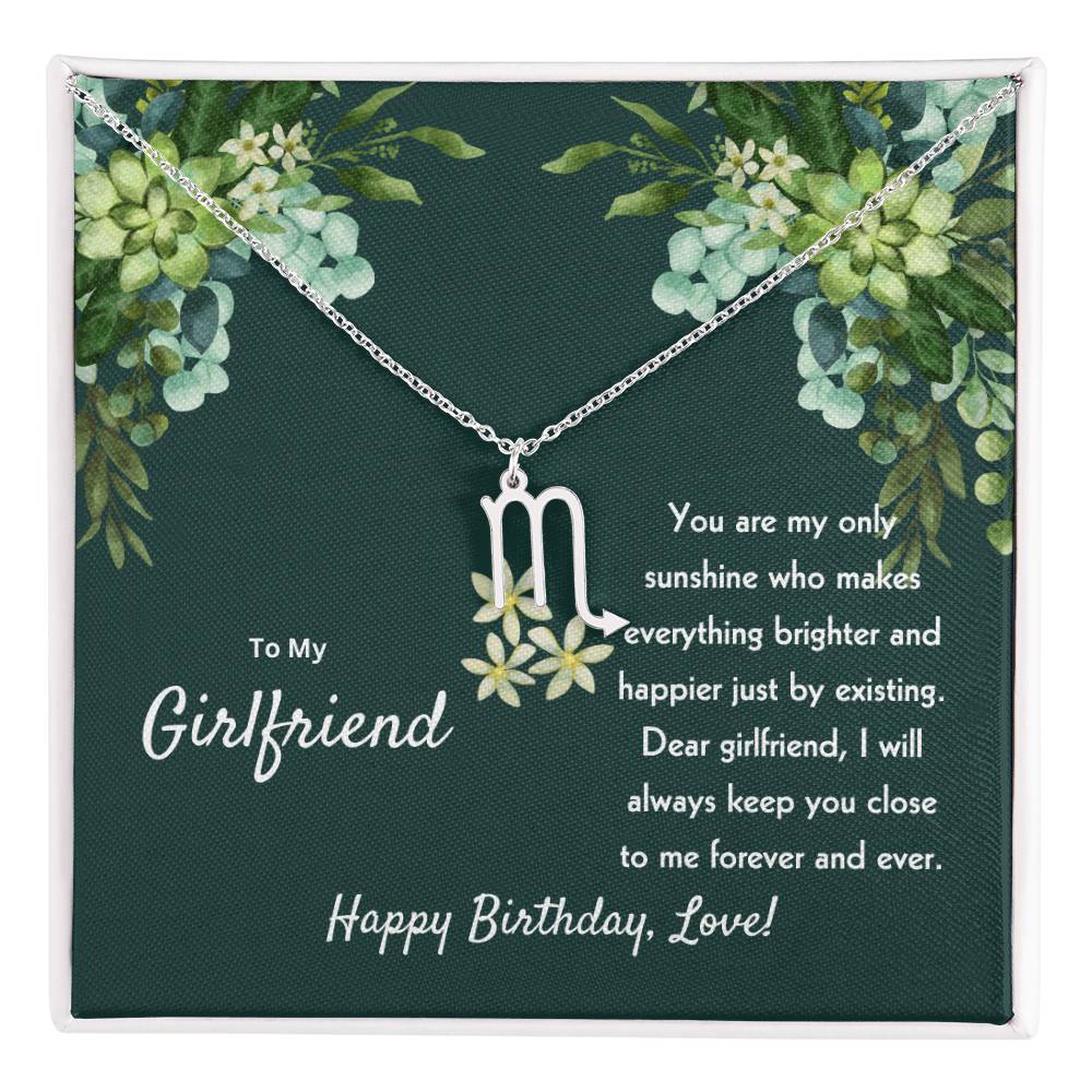 To My Girlfriend | You Are My Only Sunshine | Zodiac Pendant Necklace