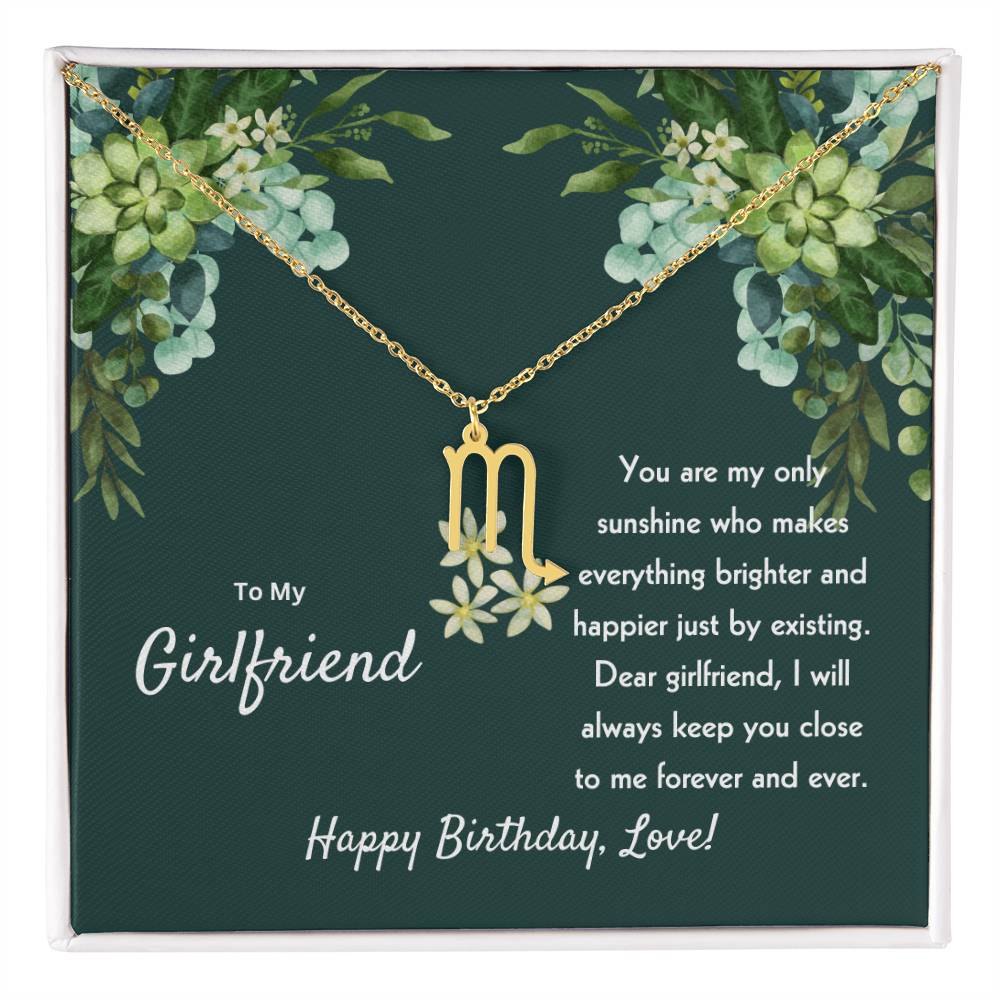 To My Girlfriend | You Are My Only Sunshine | Zodiac Pendant Necklace