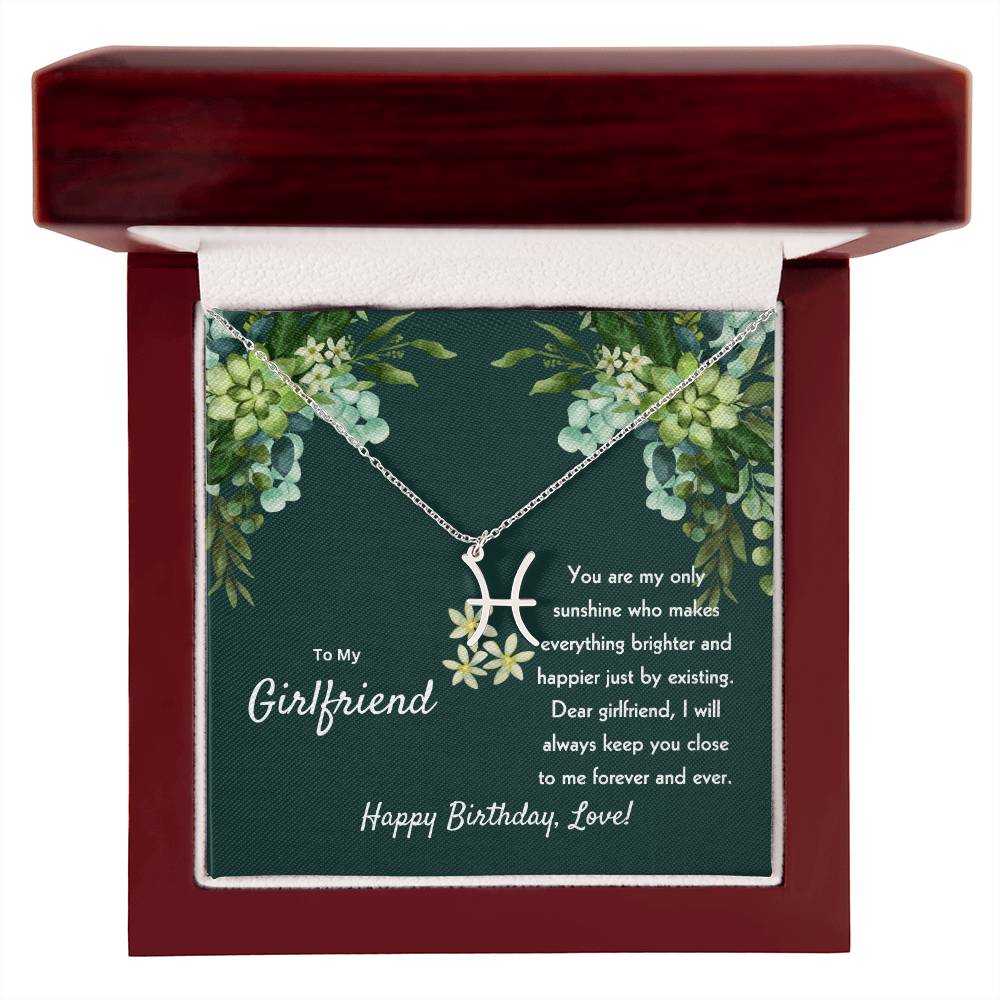 To My Girlfriend | You Are My Only Sunshine | Zodiac Pendant Necklace