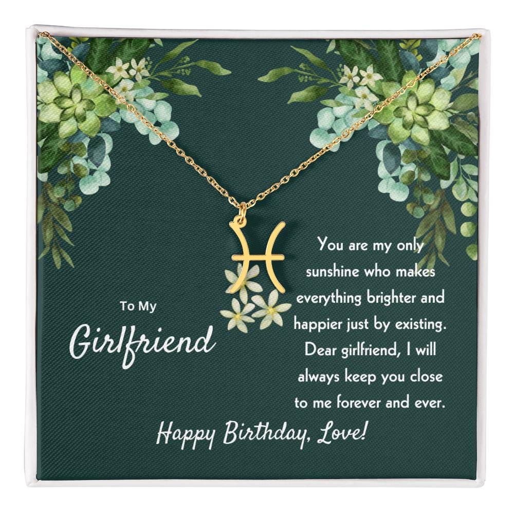 To My Girlfriend | You Are My Only Sunshine | Zodiac Pendant Necklace