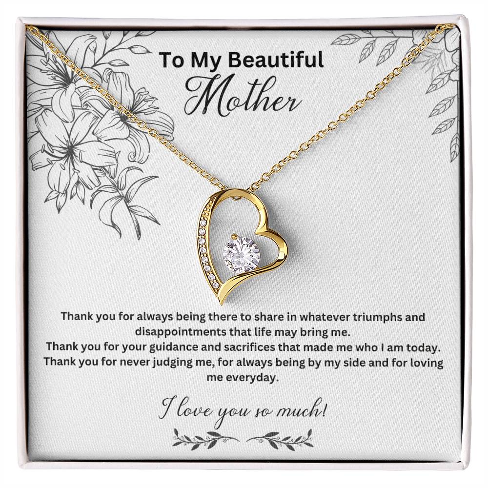 To My Beautiful Mother | Thank You For Always Being There | Jewelry Necklace